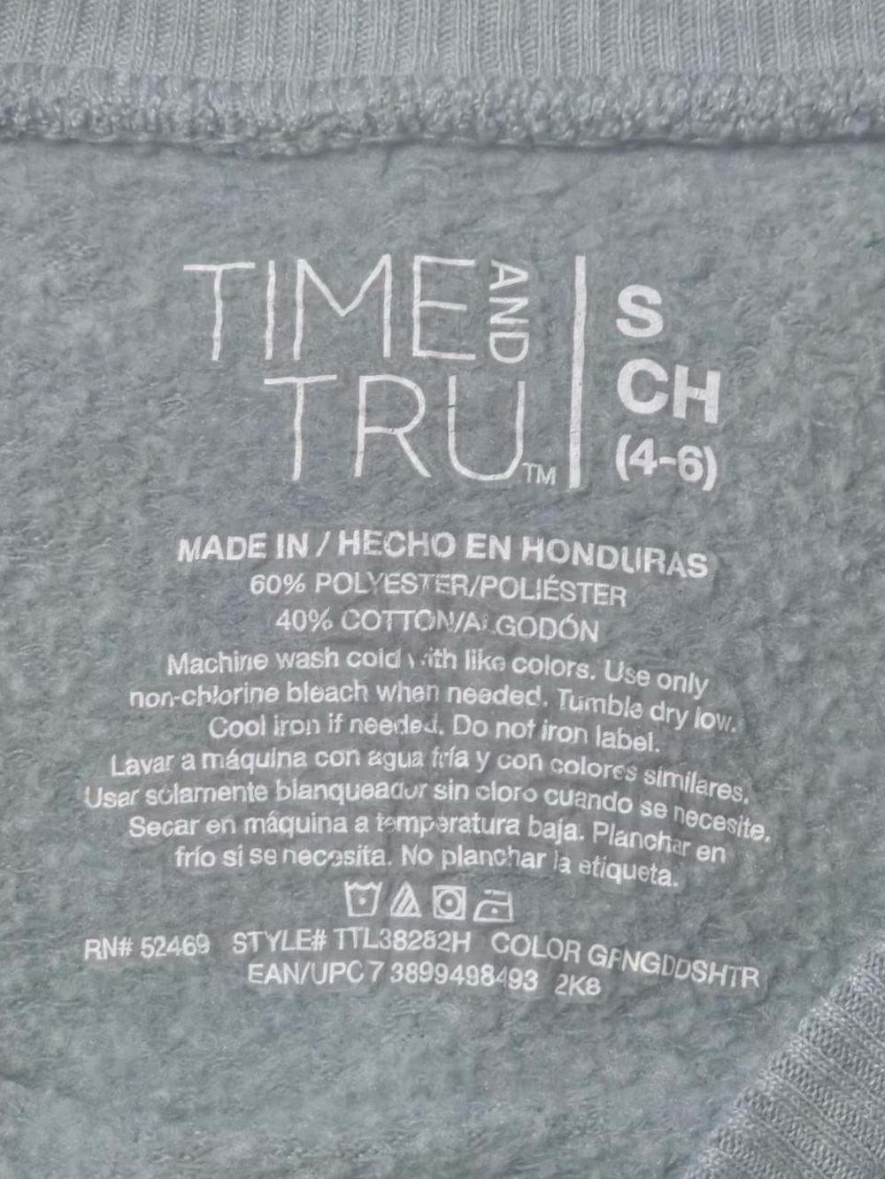 Time and Tru Pale Blue Girls' Crewneck Sweatshirt